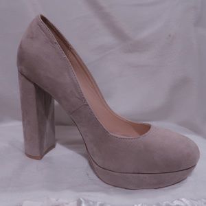 Suede nude pump heels